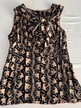 Marni Pink and Navy Swirl Print Blouse with Neck Tie